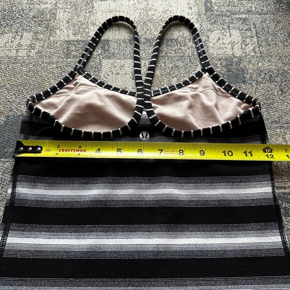 Lululemon Power Y Tank Luon Capilano Womens Tank Top 4 Black & White Striped - Picture 5 of 9